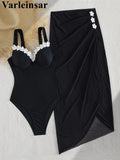 S - XL New 3D Flowers With Skirt Underwired Women Swimwear One Piece Swimsuit Female High Cut Leg Bather Bathing Suit Swim V7865