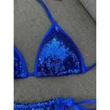 Sequins Halter Bikini Female Swimsuit Women Swimwear Two-Pieces Bikini Set High Cut Leg Padded Bather Bathing Suit Swim V8302