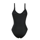 Vintage Black Tie Dye Gradient Swimwear Women 2026 V Neck Drawstring Slim Tummy Control One Piece Swimsuit Bathing Suit Monokini