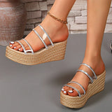 Fashion Chunky Wedges Slippers Women Transparent Pvc Thick Platform Sandals Woman 2025 Summer High Heels Sandles Plus Size 35-42