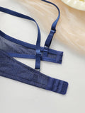 Women's new sexy blue underwear with steel rims gathered push up straps adjustable bra daily comfortable bra J2496