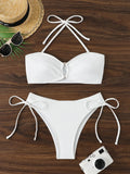 Halter Bandeau Bikinis 2026 Women Sexy Swimsuit Solid Padded High Waist Swimwear Female Bathers Bathing Swimming Swim Suit
