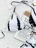 New Bikini Sexy Swimwear Swimsuit Women Rhinestones Rings Triangle Halter Backless Knotted Bikinis Set Bathing Suit Beach Bikini
