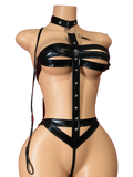 Black Halter Lingerie Bodysuit for Women, Strappy Backless Hollow Out Teddy, Sexy Role Play Nightwear