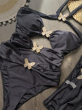 Hot Sale Butterfly Women One Piece Swimsuit Black Skirt Sexy Cut Out Swimwear Mujer Monikini Bathing Suit Lady Beach Suit