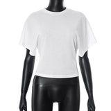 Fashion Casual Solid Gray Cropped T-shirt 2026 Woman Clothes O-neck Corset Tops Streetwear Girls Summer Autumn Short Tee Shirts