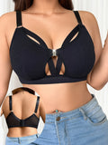 Plus Size sexy fashion Lingerie wire-free Front Closure Full Bust Support Bra black Large underwear sizes 1XL-5XL MR3527