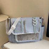 College Style Crossbody Bag with Ribbon Large Capacity for Class Book Carrying Mailman Bag Girls Bow JK Shoulder Ita Bag Handbag
