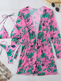 3 Pieces Printed Halter String Bikini 2026 Women & Kimono Swimwear Female Swimsuit Beachwear Bathers Bathing Swimming Swim Suit