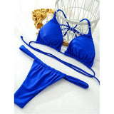 Sexy Wrinkled High Cut Thong Bikini Women Swimwear Female Swimsuit Two-Pieces Bikini Set Bather Bathing Suit Swim Lady V4010C