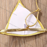 Women Sexy Thong Bikini Set Silver Gold Sequinis Biquini Swimwear 2025 Summer Push Up Padded Bra Bathing Suit Beach Wear