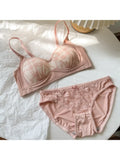 Summer Strapless Lace Bralette Beachwear Teen Girl Light Support Breathable Wirefree Foldable Comfort AU Student Bra Set MOYISU