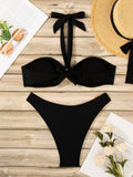 Ring Link Bikini 2026 Women Halter Swimsuit Solid Sexy Beadeau Swimwear Female Bathers Bathing Swimming Swim Suit Beachwear