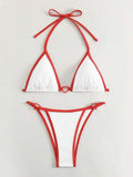 Sexy Ribbed Heart Shaped Halter Micro Bikini 2025 Women Swimsuit Female Swimwear Two Pieces Bikini Set Bathing Suit Swim Lady