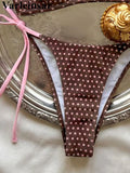 XS - L Sexy Polka Dot Splicing Halter Bikini Women Swimwear Female Swimsuit Two-Pieces Bikini Set Bather Bathing Suit Swim V8208