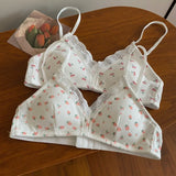 MOYISU Japanese Push Up Bra - Wireless Lace Bralette for Small Chest, Anti Sagging Comfort No Underwire Teens Slimming Lingerie