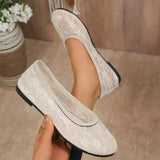 2026 Summer Fashion Lace Round Toe Shallow Flat Shoes Breathable Comfortable and Versatile New Women's Shoes