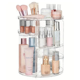 New Transparent Cosmetics Organizer, 360° Rotating - Countertop Rotating Storage Rack, Must-Have for Bathroom/Cosmetic Storage