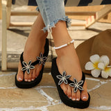 Summer Crystal Flowers Platform Flip Flops Women Plus Size 42 Wedge Heel Slippers Woman Light Non Slip Vacation Beach Sandals