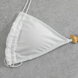 Solid Color Stretch Rope Butterfly Jewelry Bikini Sexy Split Triangle Bag Straps Swimsuit Women Maillot De Bain Femme 2 Pieces