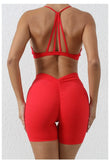 Women's 2-Piece Yoga Sets High Waist Seamless Shorts  Hip-Lifting & Backless Gym Leggings Quick Dry Workout Fitness Suits