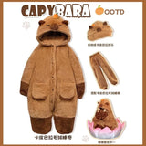 Adult Capybara Robes Onesies Pajamas Cartoon Pyjama Animal Kigurumi Slipper Halloween Cosplay Costumes Warm Sleepwear Jumpsuit