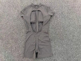 Half-zipper Slimming Yoga Jumpsuit Women Hollow Out Backless Sports One Piece Suits Short Sleeve Butt Lifting Tight Overalls