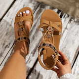 Flower Beaded Bohemian Sandals for Women Summer Roman Style Comfortable Flat Sandals Woman Lightweight Non Slip Beach Shoes