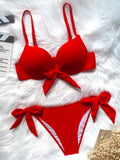 Sexy Knotted Underwired Bra Cup Bikini Women Swimsuit Female Swimwear Two-pieces Bikini Set Push Up Bikinis Bathing Suit Swim