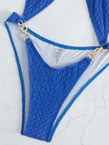 Halter Metal Rings Hollow Out Female Swimwear One Piece Swimsuit Women High Cut Monokini Backless Bathing Suit Swim Beachwear