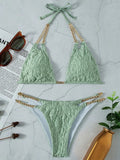 Sexy Cow Print Halter Metal Chains Brazilian Bikini Women Swimsuit Female Swimwear Two Pieces Bikini Set Bathing Suit Swim Lady