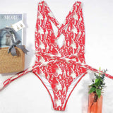 Long Strap Wrap Around Swim Suit For Women Swimwear One Piece Swimsuit Female Bather Snake Print Bathing Suit Beach V852SW