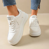 Fashion Thick Platform Sneakers for Women Spring Lace Up Pu Leather Sneakers Woman Anti Slip Thick Sole Vulcanized Shoes Female