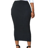 Women Skirt Solid Color Elastic Bodycon High Waist Mid-calf Length Sheath Skirt No Constraint Match Top Comfortable Dating Skirt
