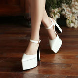 Platform Pointed Toe Sandals for Women Summer New Ankle Buckle Strap Gold Runway High Heels Large Size 43 Wedding Party Shoes