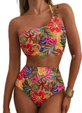 Women Sexy High Waist Split Swimsuit Lace Up Floral Bikini Set Summer Two-piece Beachwear Bathing Suit Thong Biquinis