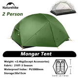 Naturehike Mongar Two Person Ultralight Waterproof Tent Camping