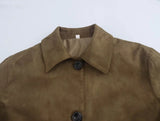 Foridol Casual Brown Jacket Women Autumn Winter Loose Short Buttons Coat Suede New Fashion Jacket Femme Veste
