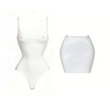 Sexy 3Pcs Swimsuit With Mini Skirt Women Bikini Push Up Swimwear Solid Biquini High Cut Monokini Swim Suit Bathingsuit Beachwear