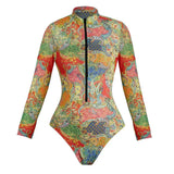 2026 Vintage Mesh UPF35 Sheer Rash Guard One Piece Swimsuit With Pants Women Sexy Sun Protection Swimwear Beachwear Купальник