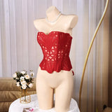 Toucheart Hot Girl Suspender Sexy Top with Fishbone Corset Intimate Hollow See-through Lace Classic Romantic Retro Palace Corset