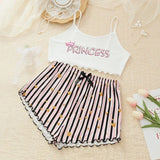 Summer Casual Pajamas Set for Women Sleepwear Sexy Lingerie Sleeveless Striped Tank Top Vest + Shorts Set Pijamas Homewear