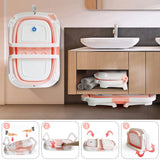 Foldable Baby Bath Tub With Cushion Thermometer Non Slip