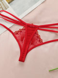 Women's sexy thong flower embroidery lace low waist seamless fun transparent ultra-thin comfortable close fitting underwear C954