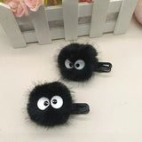 Cute Black Fuzzy Hair Clip for Women - Big Eyes Design, Adorable Hair Accessories for Girls, Daily & Party Wear