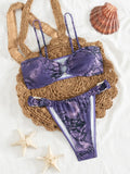 sexy purple snake print bikinis sets two pieces 2025 women thong swimsuits female bathing suit swimwear biquini tankini trikini