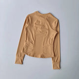 Women's Slim Fit Long Sleeved Yoga Exercise Top Elastic Half Zipper Fitness Suit for Active Wear