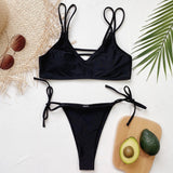 Bikini 2026 Sexy Black Double Straps Back Weave Swimwear Swimsuit Women Bikinis Set Bathing Suit Beach Bikini Female Banadores