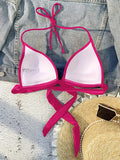 XS - XL Sexy 2025 Push Up Bra Cup Halter Bikini Top Female Swimsuit Women Swimwear Bather Bathing Suit Swim Solid Beach wear Top