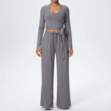 3 Pcs Women's Seamless Yoga Set Sports Fitness Gym Slim-Fit Long Sleeve & Tank Top Suits Workout Running Training Sets
